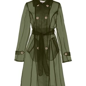 Apparis Olivia Organza Sheer Olive Trench Coat